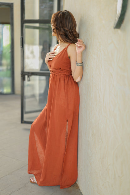 Cinnara  braided slit dress