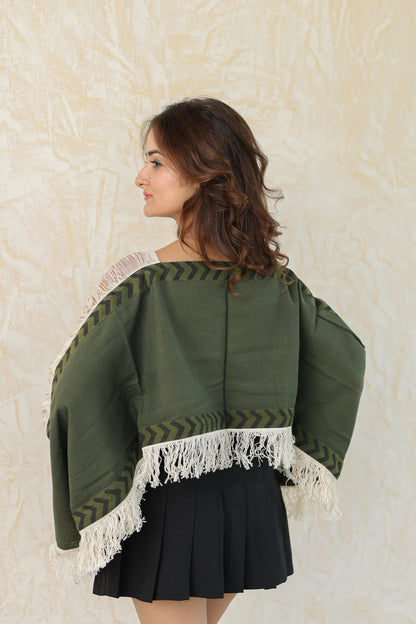 Green loom fringe top