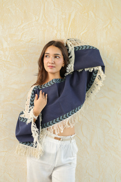 Blue loom fringe top