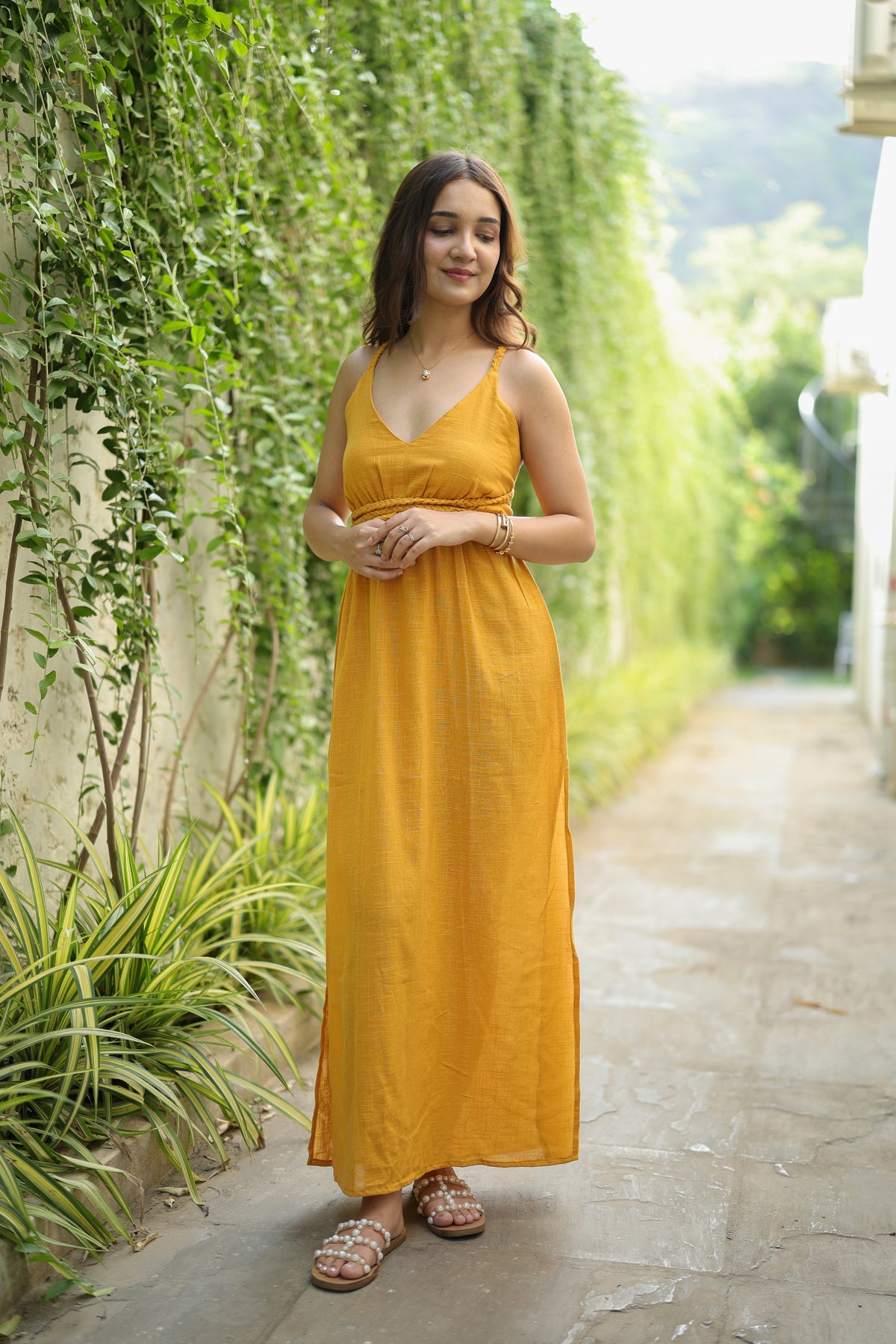 Amra braided slit dress