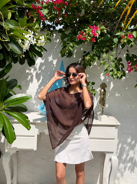 Aira cover up top - cocoa