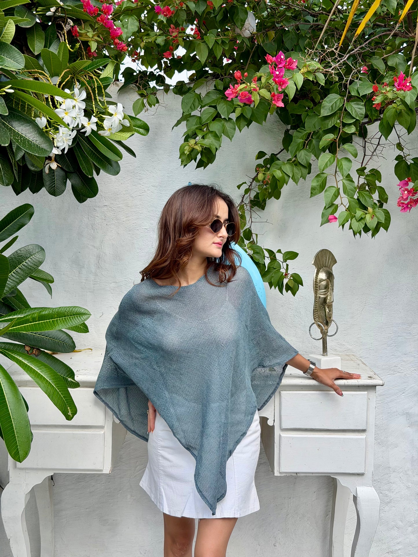 Aira cover up top - aqua blue
