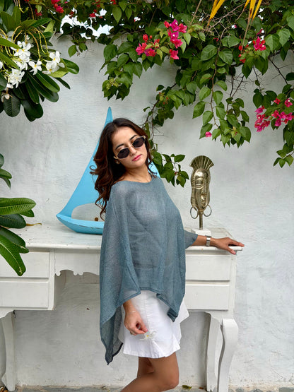 Aira cover up top - aqua blue