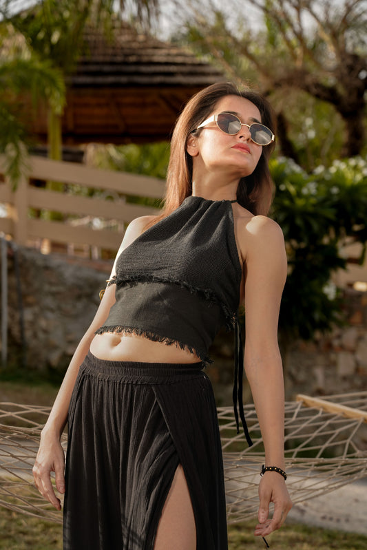 Black halter top